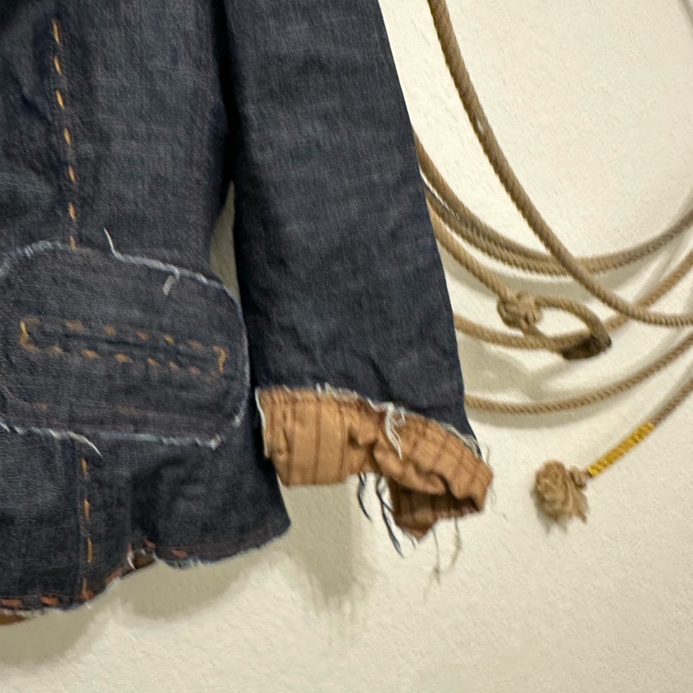 đź§µ Emil Rutenberg RARE Deconstructed Denim Blazer đź§Ą - Picture 5 of 8